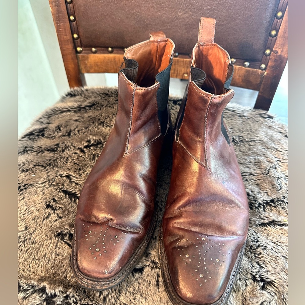 Allen Edmonds Liverpool Chelsea Brown Leather Dainite Soles Western Boots, 9.5
